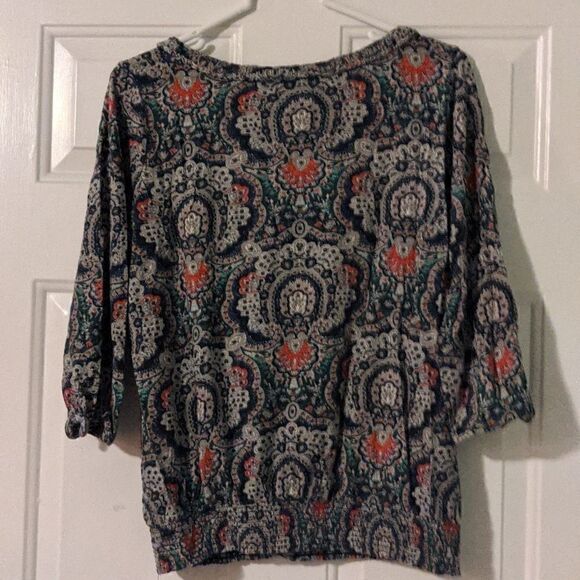 LIVE in love soft top 3/4 sleeve Paisley boho shirt scoop Medium M Lucky Brand - Picture 6 of 12